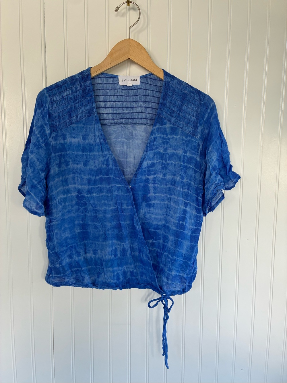 Bella Dahl Blue Tie-Dye Wrap Blouse